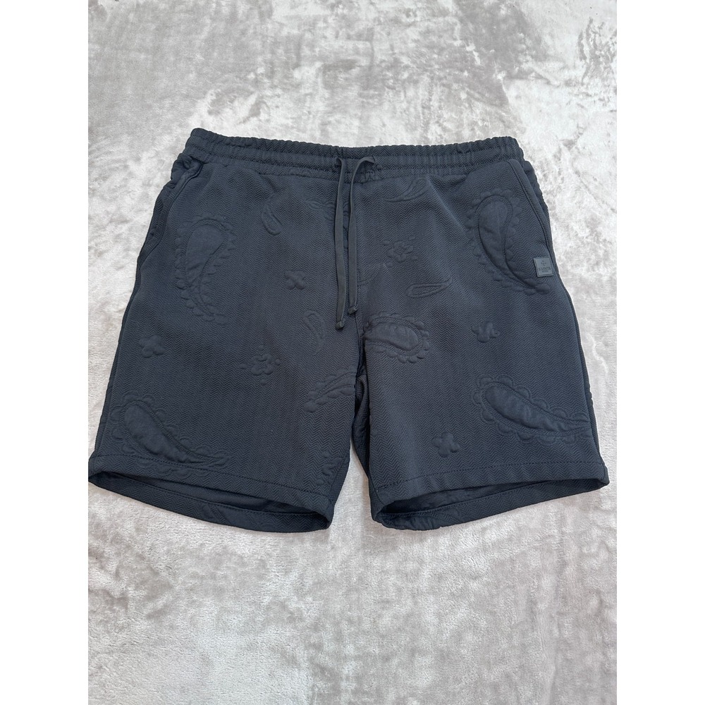 SAINTS STUDIO Men 2XL Black Paisley Shorts Embossed Textured Knit Drawstring EUC